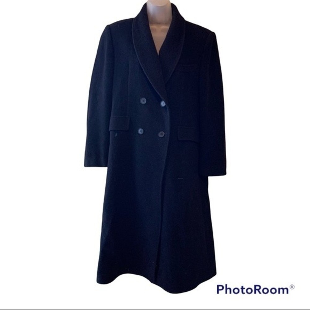 Wool Cashmere Blend Long Charles Klein Coat, Size 14P